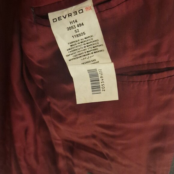 Burgundy Suit Jacket - Devred 1902 - Size 52 - Extra Slim Fit - Picture 3 of 3